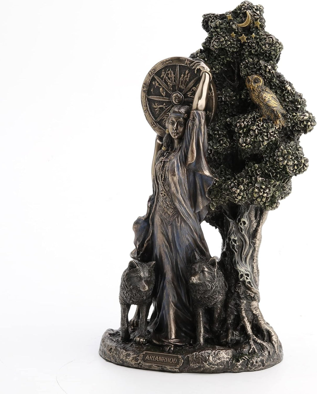 Veronese Design Statue Arianrhod Die Göttin des Schicksals, Kaltguss, Kunstharz, Antik-Bronze, 24 cm
