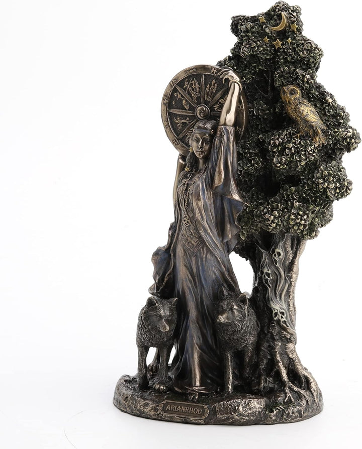 Veronese Design Statue Arianrhod Die Göttin des Schicksals, Kaltguss, Kunstharz, Antik-Bronze, 24 cm
