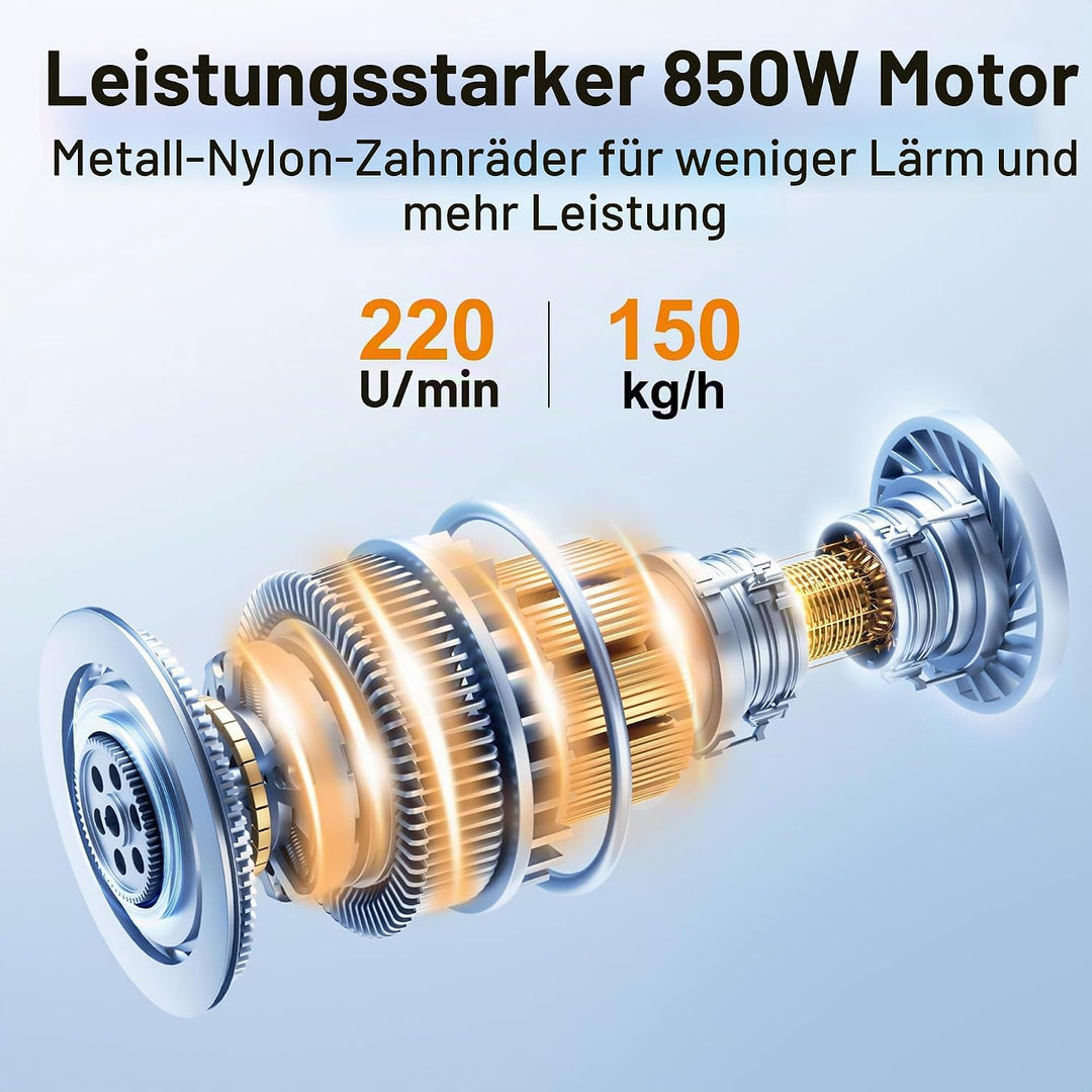 Goldtouch Edelstahl Fleischschneidemaschine,850W 220V Meat Slicer,150kg/h 3in1 Allesschneider,Scheib