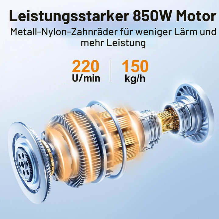 Goldtouch Edelstahl Fleischschneidemaschine,850W 220V Meat Slicer,150kg/h 3in1 Allesschneider,Scheib
