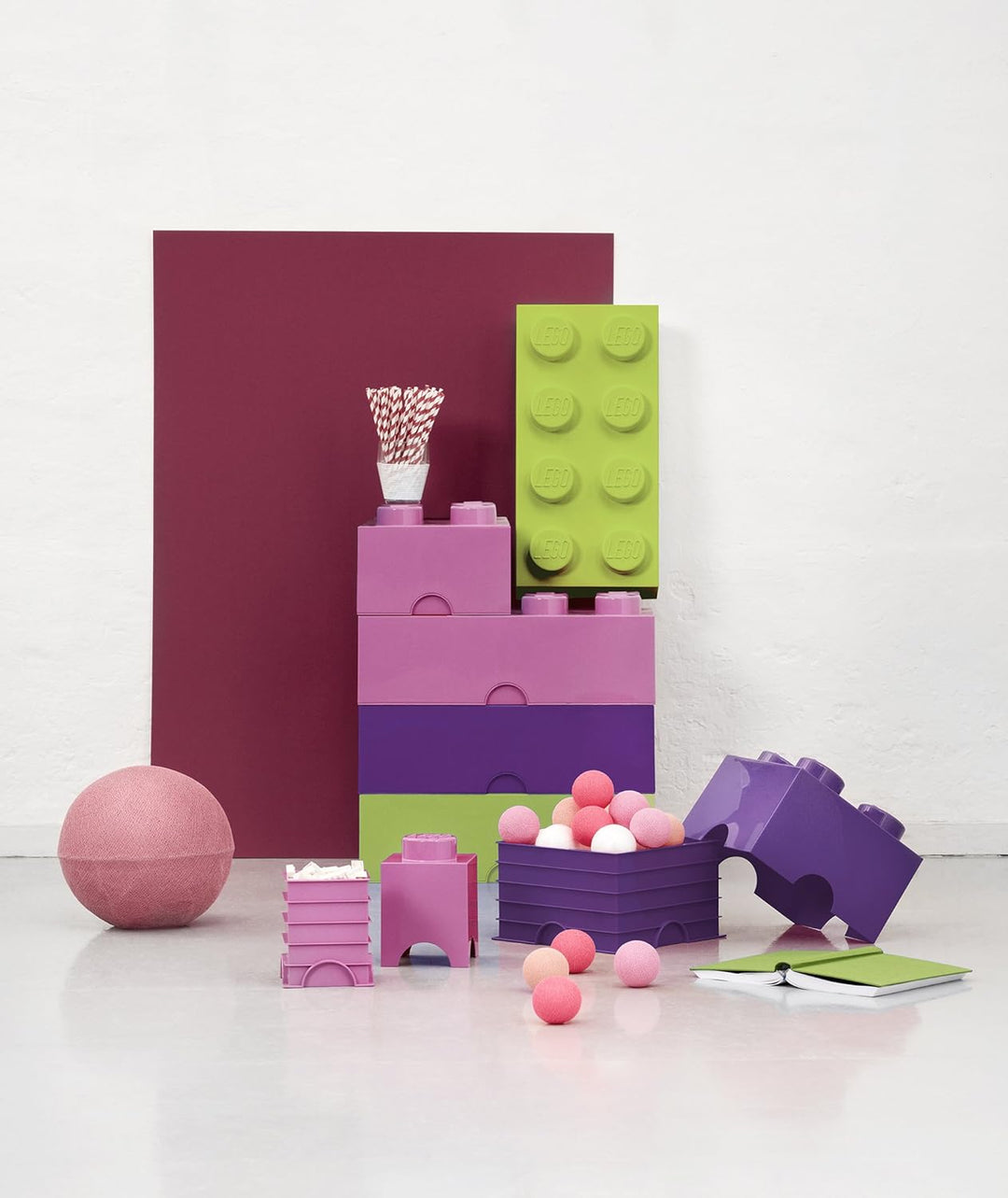 LEGO Aufbewahrungsstein, 4 Noppen, Stapelbare Aufbewahrungsbox, 5,7 l, rosa Bright Purple, Bright Pu