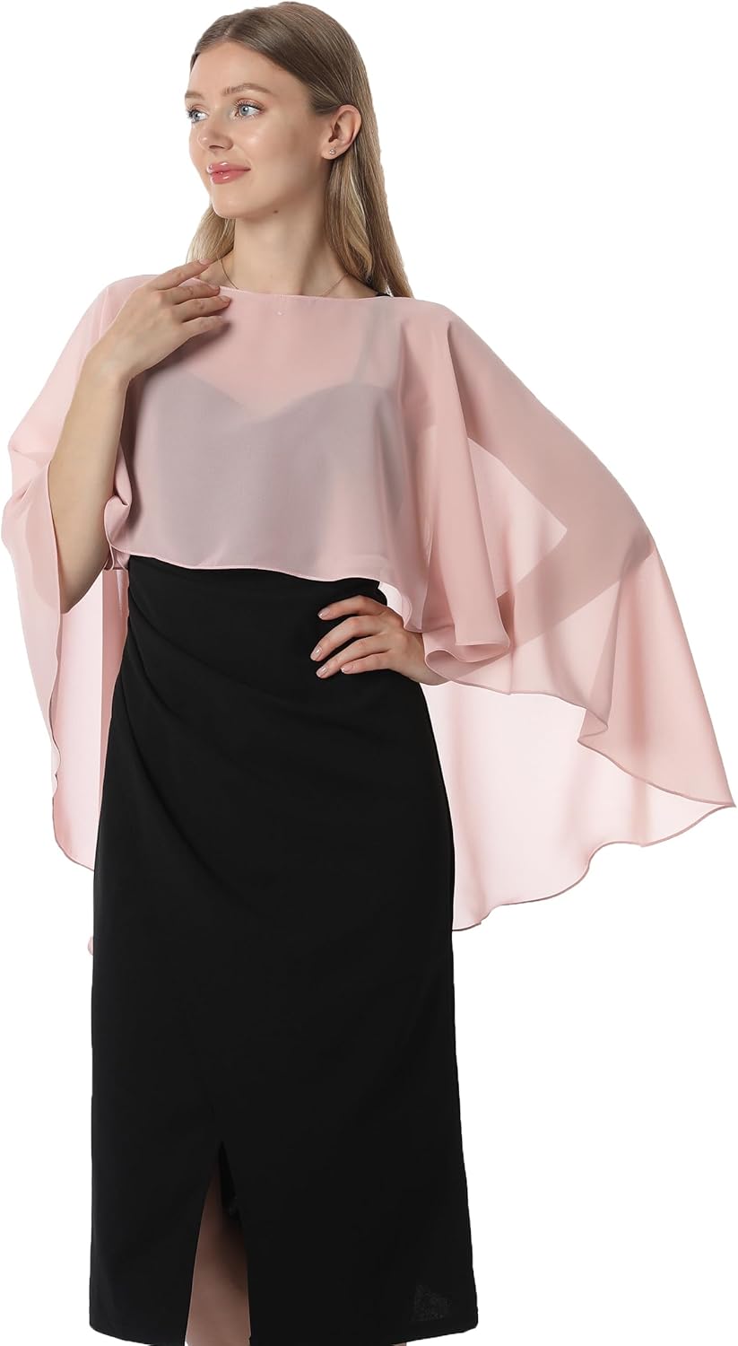 Damen Chiffon-umhang001 Pashmina-Schal Einheitsgrösse Roségold, Einheitsgrösse Roségold