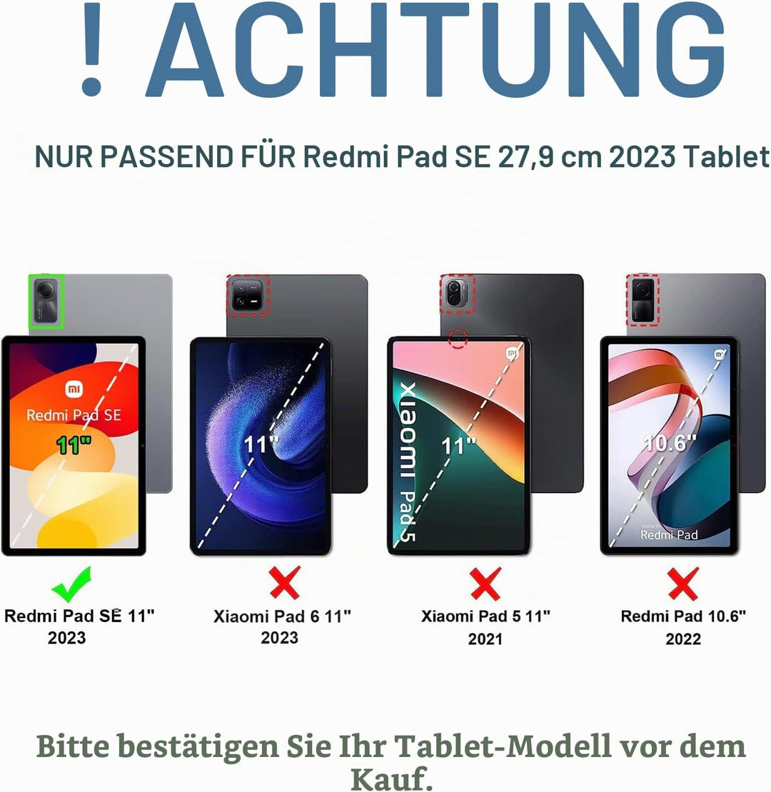 Wineecy Tastatur Hülle für Xiaomi Redmi Pad SE 11 Zoll 2023 Tablet, Slim Schutzhülle mit Magnetisch