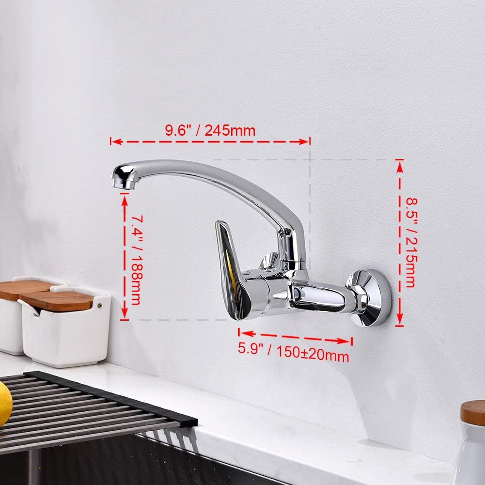 Ibergrif M16350 Roma, Wandmontage Küchenarmatur, Einhand Spültischbatterie, Wasserhahn Küche, Chrom