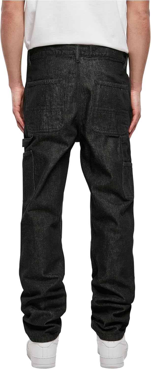 Urban Classics Herren Double Knee Jeans 30 Realblack Washed, 30 Realblack Washed