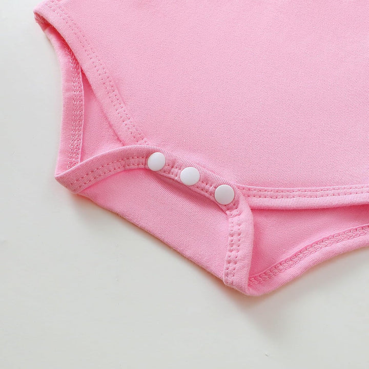 Baby Outfits für Mädchen mit Herz Print kurzärmelig Strampler Hosenträgerrock Bären Kleid Schleife S