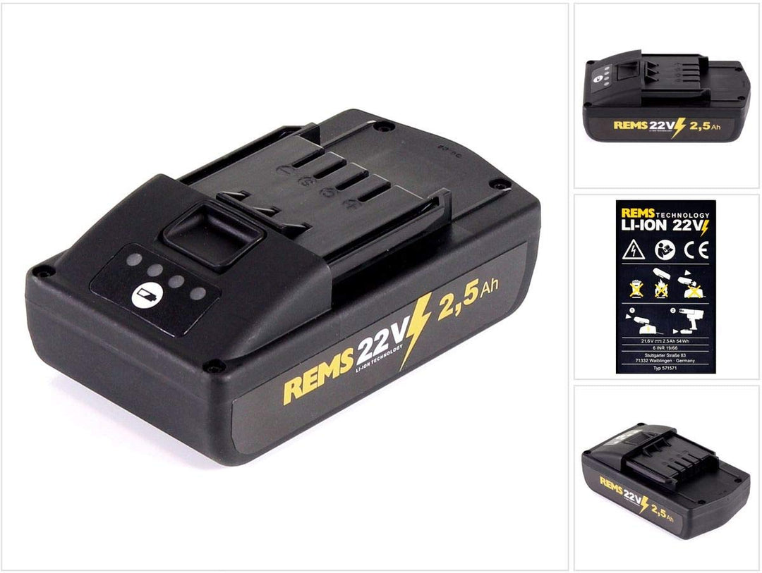 REMS Akku Li-Ion 21,6 Volt - 2,5 Ah Kapazität für lange Laufzeit, passend für REMS Mini-Press, Radia