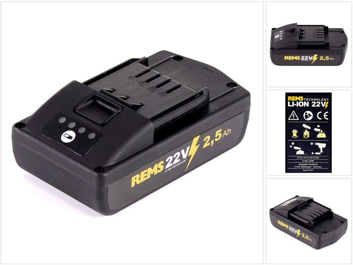 REMS Akku Li-Ion 21,6 Volt - 2,5 Ah Kapazität für lange Laufzeit, passend für REMS Mini-Press, Radia