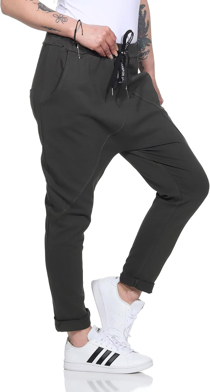ZARMEXX Damen Baumwoll Freizeithose Baggy Boyfriend Style Jogger Ladies Pants mit elastischem Bund 3