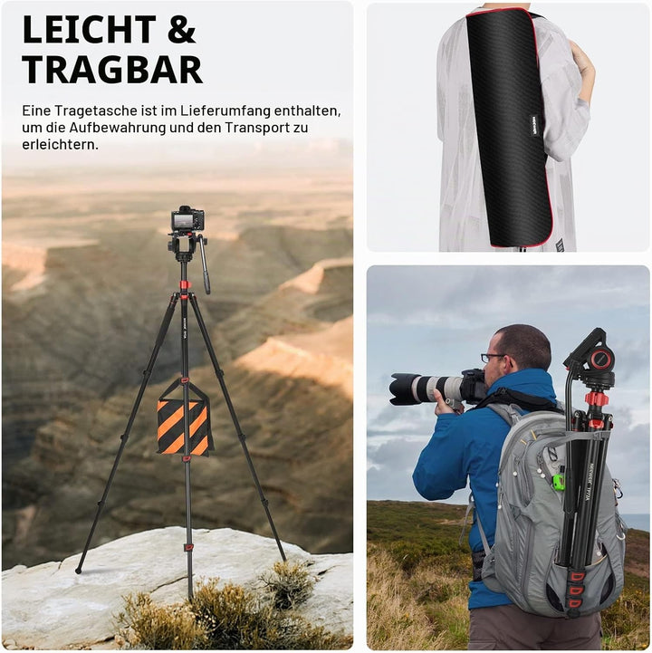 NEEWER 72" Fluidkopf Video Einbeinstativ, Schnellwechselplatte kompatibel mit DJI RS Gimbal, 360° Sc