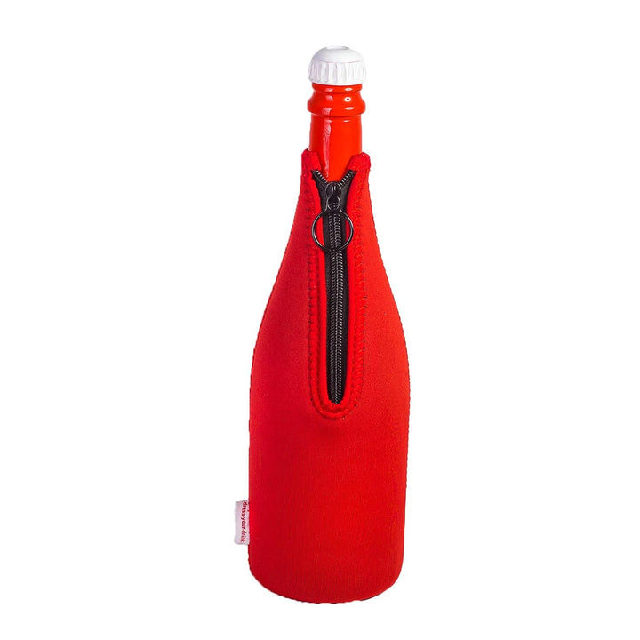 Sektkühler 0,75l Neopren, Flaschenkühler, Weinkühler, Getränkekühler, DRESS-YOUR-DRINK (Rot, 5er Spa