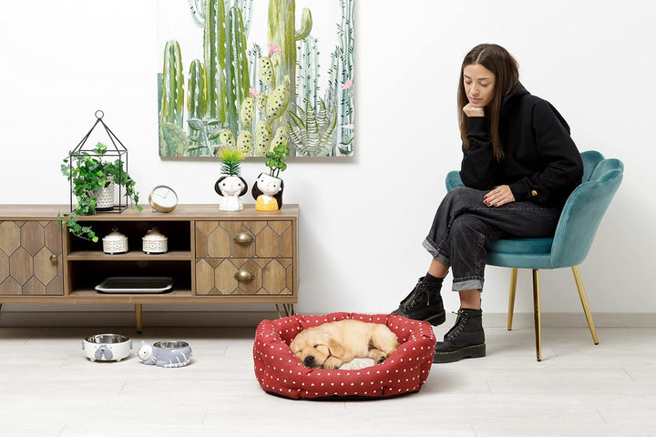 Baroni Home Hundebett aus Stoff, Grösse L, weiches rundes Hundematte für Hunde und Katzen, bequem, f