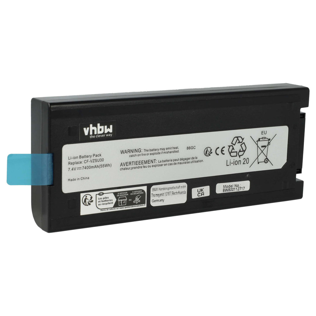 vhbw Akku kompatibel mit Panasonic Toughbook CF-18, CF-18D, CF-18F, CF18 Notebook (7400mAh, 7,4V, Li