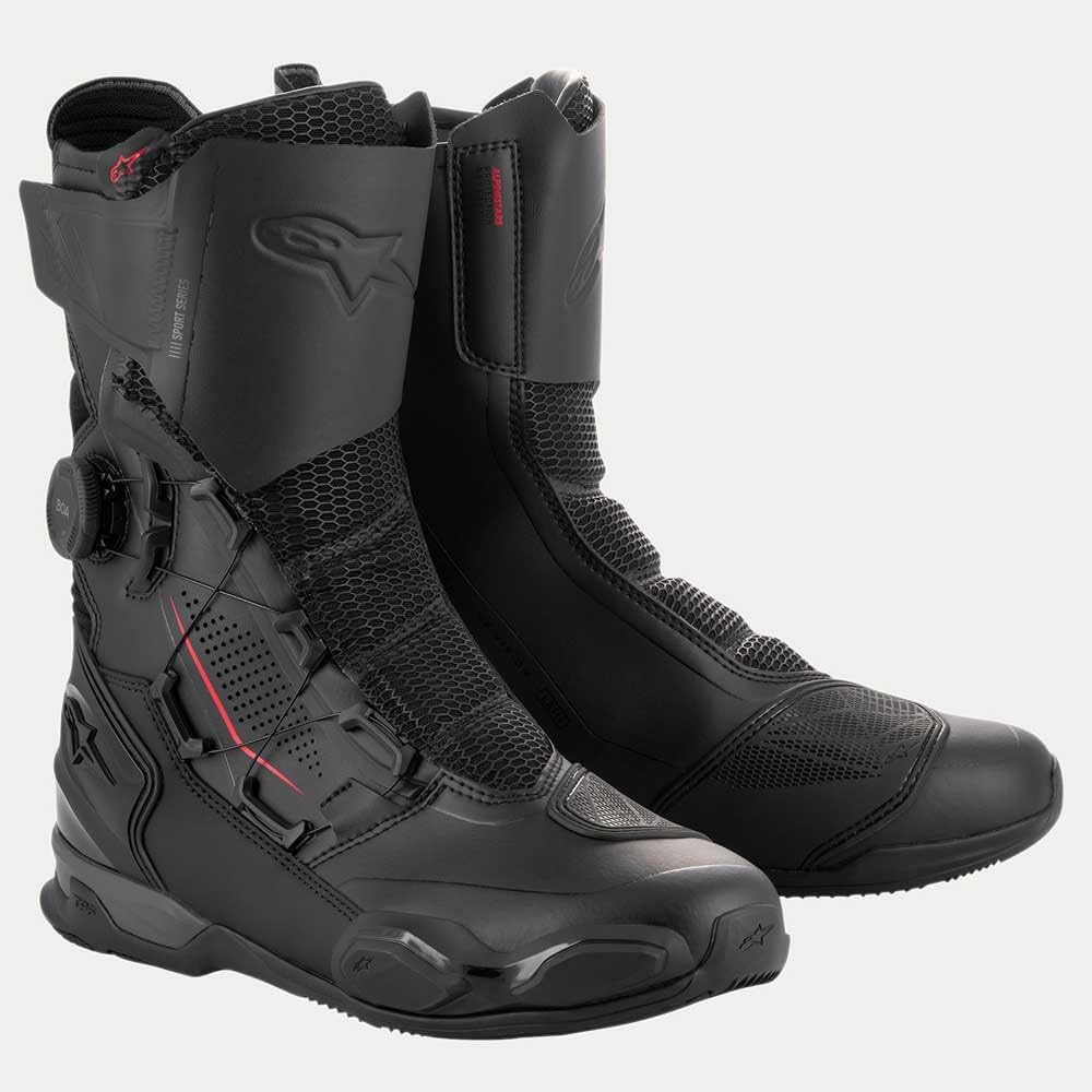 Alpinestars SP-X Boa Motorradstiefel – Sport & Touring – Mikrofaser, Rideknit 38 EU Schwarz, 38 EU S
