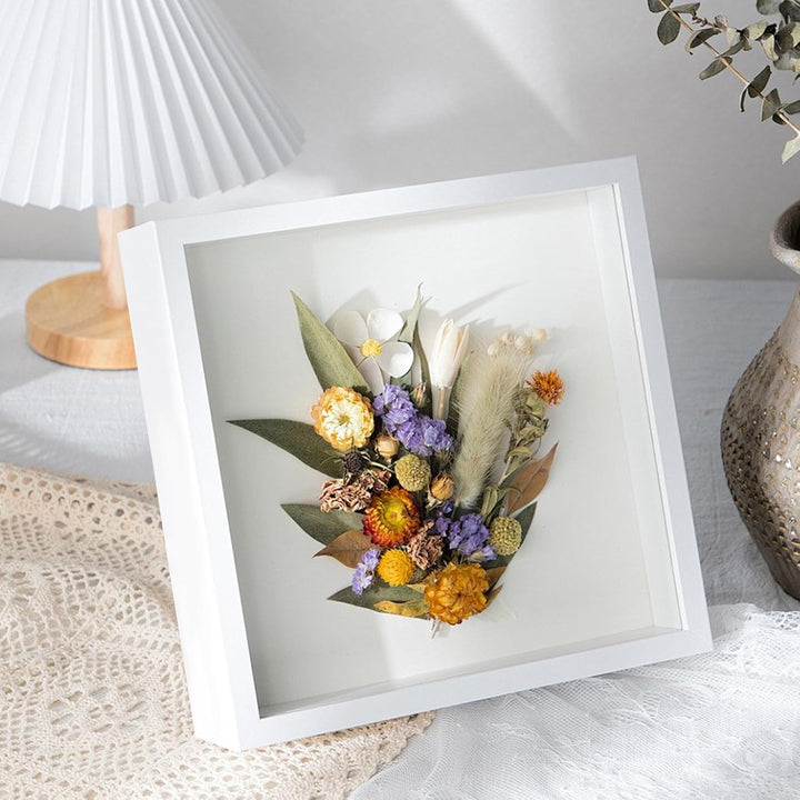 2 Stück Tiefer Bilderrahmen zum Befüllen 25x25cm, 3D Objektrahmen Weiss 5cm Innenabstand, Moderner F