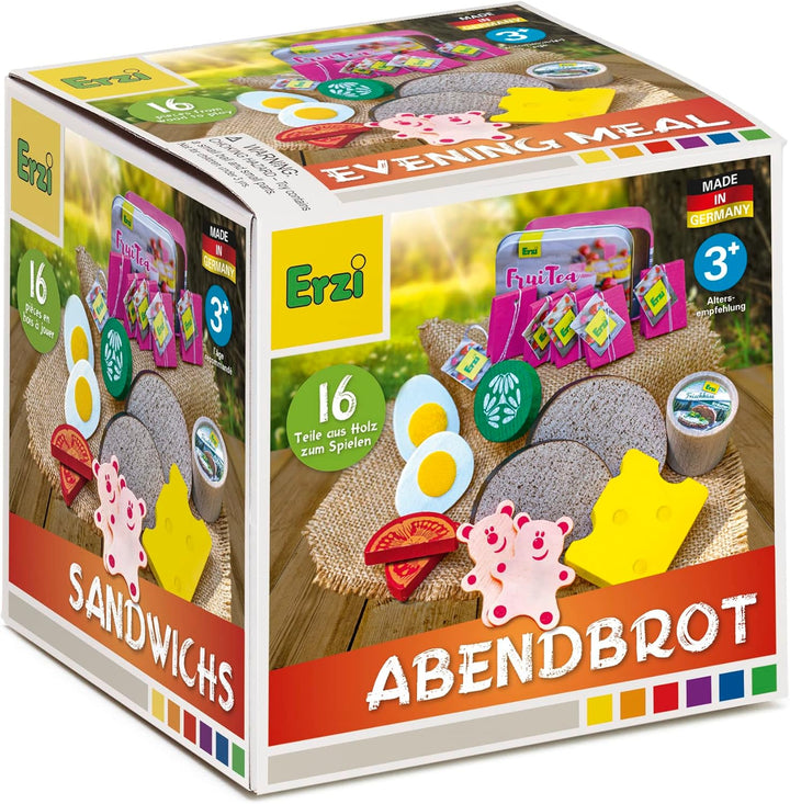 Erzi 28142 Spiel Set Abendessen Sortiment (16 Stück FSC Buchenholz)