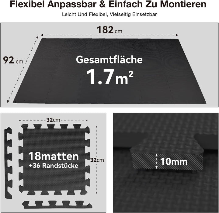AIRHOP Bodenschutzmatte Fitness Matte Extra Dicke Bodenmatten, rutschfeste Schutzmatten Fitnessraum,