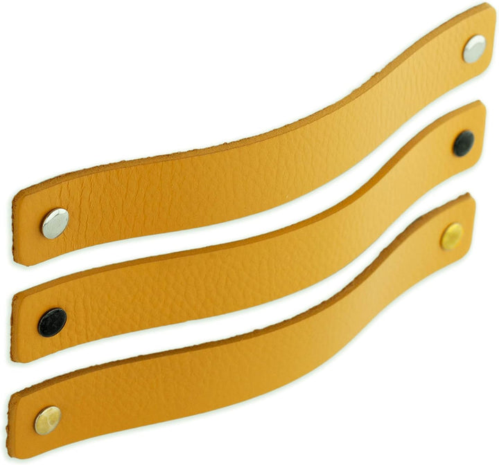 Brute Strength - Ledergriffe für Möbel - Ockergelb - 6 Stück - 20 x 2,5 cm - Schrankgriff, Türgriff