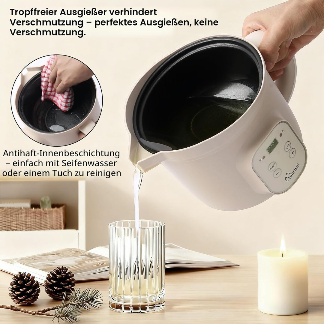 Yuuchail 1,5 l elektrischer Wachsschmelzer mit Digitalanzeige, präziser Temperaturregelung (30–150 °