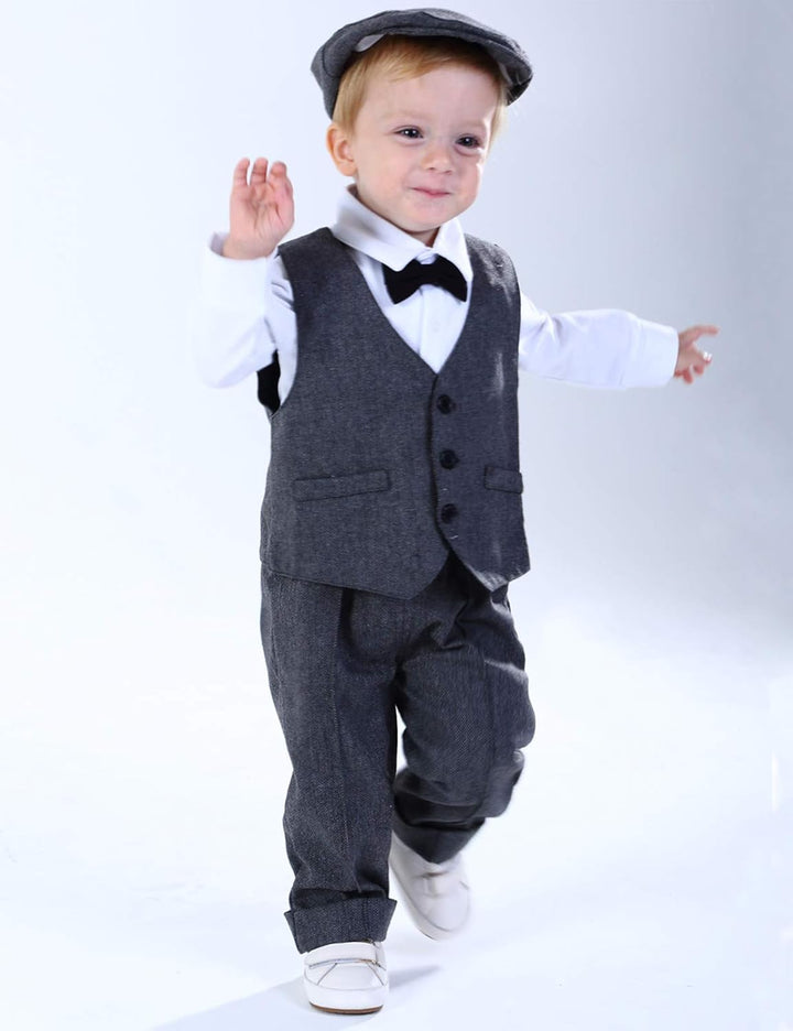 mintgreen Baby Junge Kleidung Anzug Set mit Hut Dunkelgrau 2-3 Jahre, Dunkelgrau 2-3 Jahre