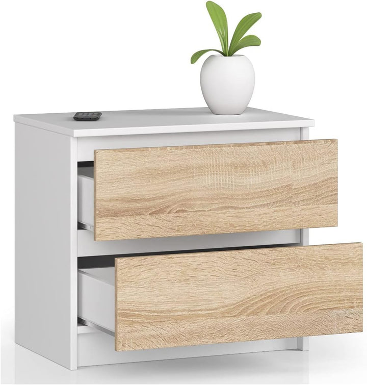 AKORD Kommode K60 mit 2 Schubladen | für das Wohnzimmer Schlafzimmer Schrank Büro Arbeitszimmer | Mo