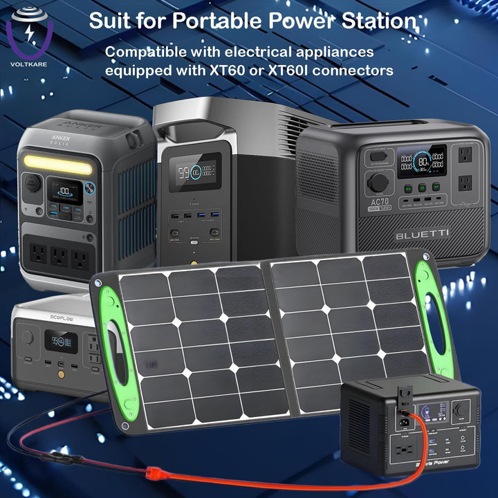 Solar Verlängerungskabel mit XT60I Adapter, 2,5m 12AWG+14AWG Hochstrom Ladekabel für EcoFlow, Anker
