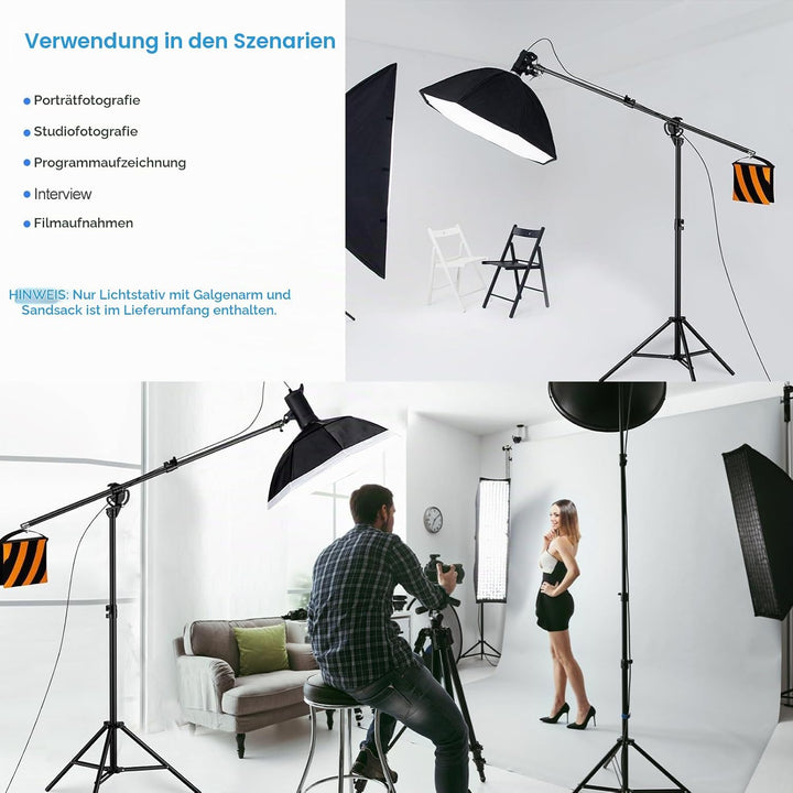 EMART Lichtstativ 400cm, Luftgepolstertes Aluminium Lampenstativ Licht Stativ, Verstellbares Stativ