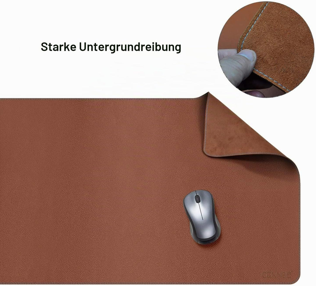 CENNBIE Schreibtischunterlage Leder 120 x 50cm, Extra grosse Tischunterlage, erweitertes PU-Leder Ma