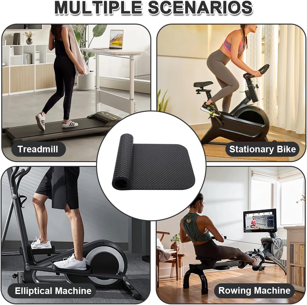 2 Stück Bodenschutzmatte Fitnessgerät, 63,5 x 30 cm Bodenschutzmatte Sport, 5 mm rutschfest Unterleg