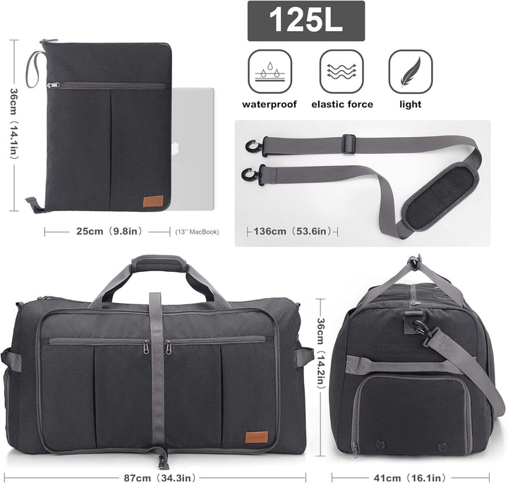Upeelife Reisetasche, 125L Reisetasche Gross Faltbar, Leichte Sporttasche Weekender Wasserdicht Reis