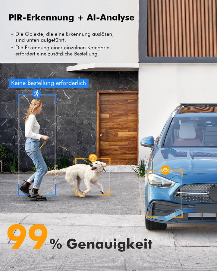 2 K Überwachungskamera, WLAN, für den Aussenbereich, kabellos, Solarpanel, 360 °, PTZ, Kamera, für d