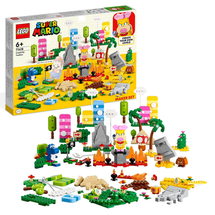 LEGO 71418 Super Mario Kreativbox - Leveldesigner-Set mit Gras, Lava und Wüstenmodellen zum Kombinie
