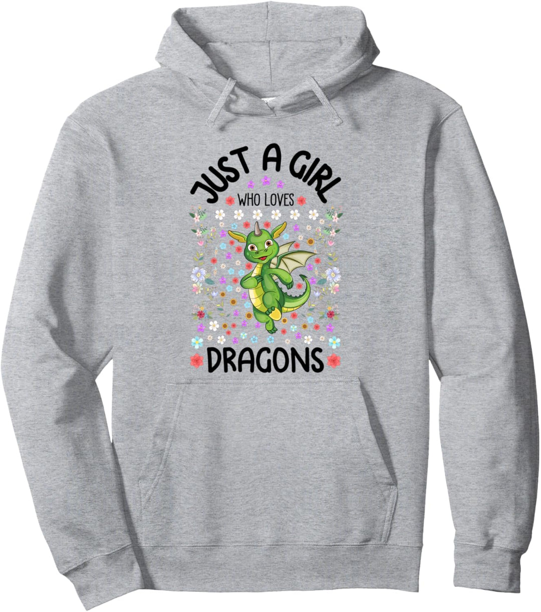 Flying Dragons Lover Gift Cute Just A Girl Who Loves Dragons Pullover Hoodie