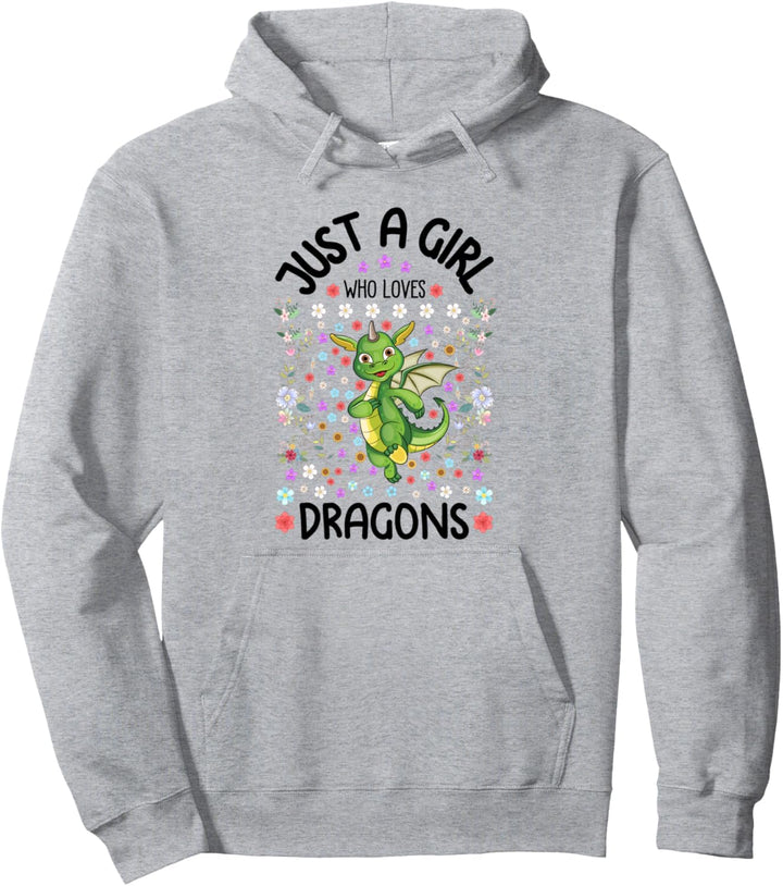 Flying Dragons Lover Gift Cute Just A Girl Who Loves Dragons Pullover Hoodie