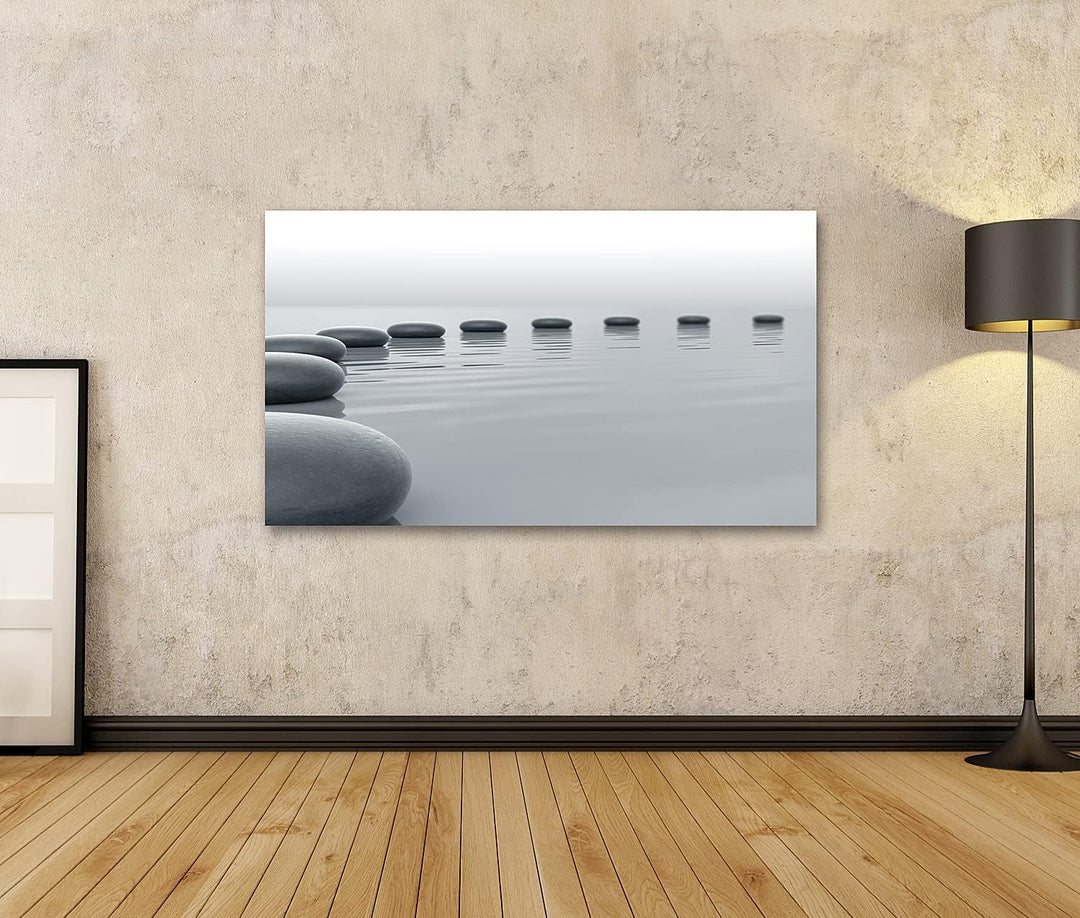 islandburner Bild auf Leinwand Steine Im Wasser Kreisförmig Angeordnet Bilder Wandbilder Poster Lein