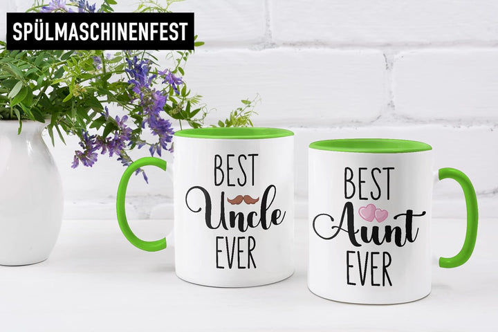 Trendation - Bester Onkel und Beste Tante Geschenk Set Tassen Geschenkidee für Tante und Onkel Gebur