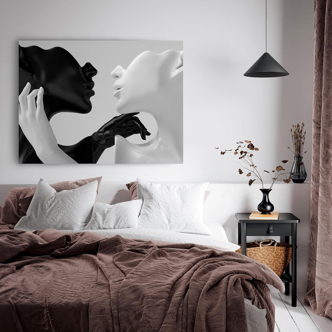 wandmotiv24 Leinwandbild Schwarz-Weiss, 60x45cm, Querformat, Frau, Mann, Deko, Bilder auf Leinwand,