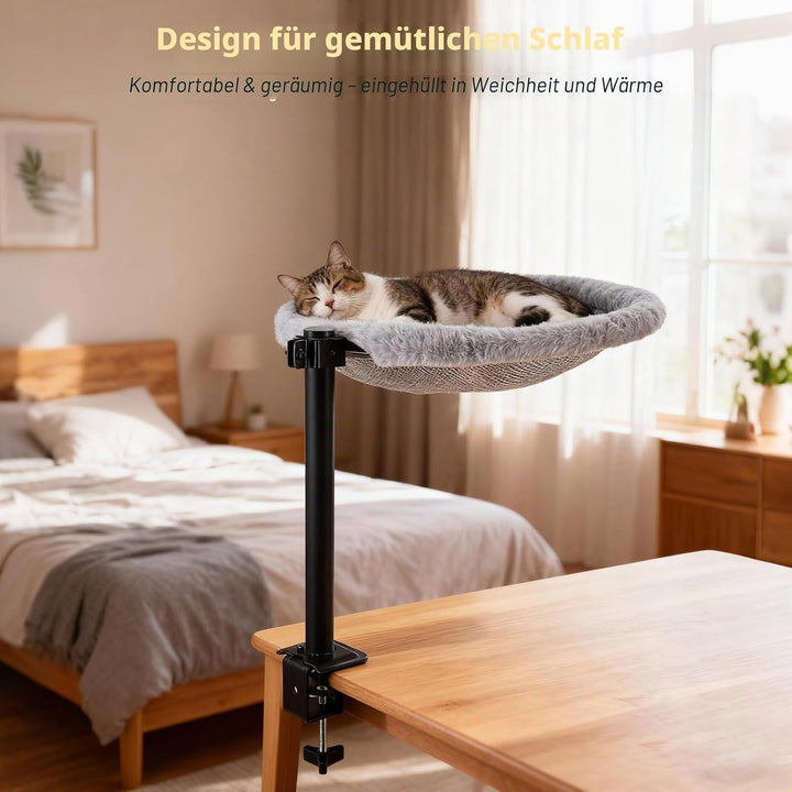 katzenbett Schreibtisch,katzenbett 360° drehbar und höhenverstellbar weiche katzenhängematte mit 2 w