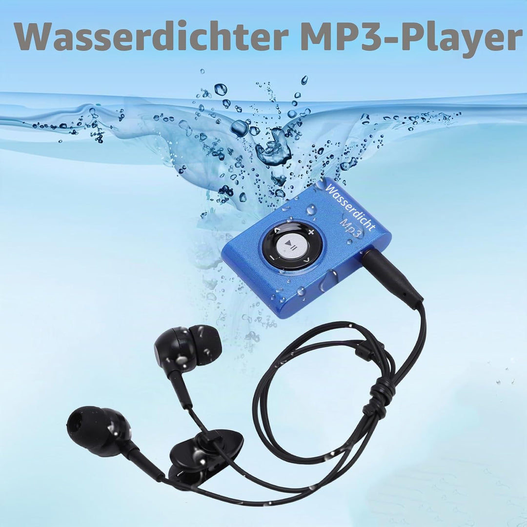 IPX8 wasserdichte MP3 -Player, Musikplayer mit Rückenclip, Eingebaut in 8 GB Speicher, Unterwasser -