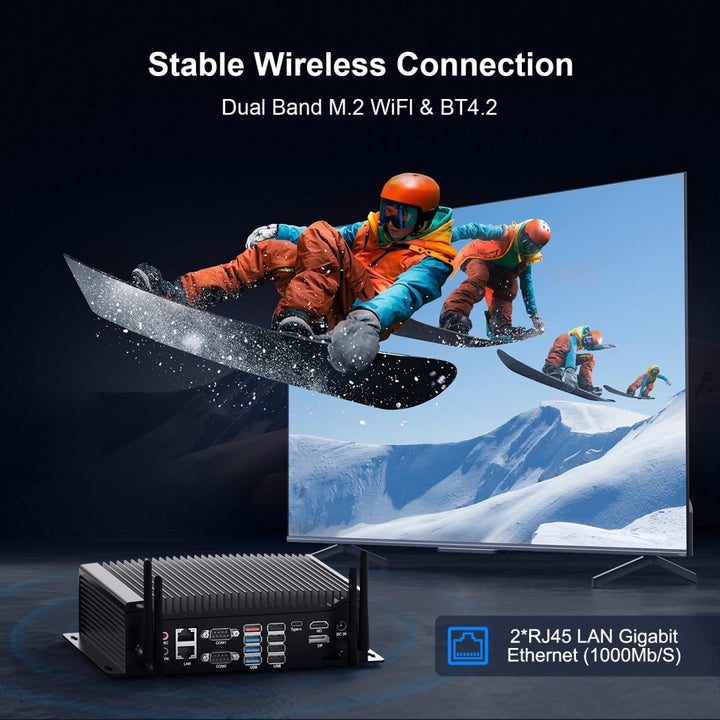 WEIDIAN Industrie PC, Mini PC Win 11 Pro Core i5-10210U DDR4 8GB RAM 256GB M.2 SSD Dual Ethernet, 6