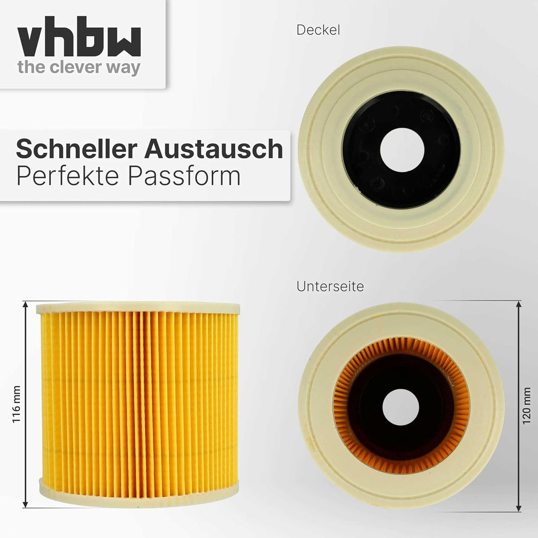 vhbw Filterset 3x Faltenfilter kompatibel mit Kärcher A 2200