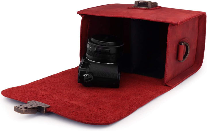 MegaGear MG1722 Pebble Kameratasche aus echtem Leder für spiegellose Sofort- und DSLR-Kameras, Kasta