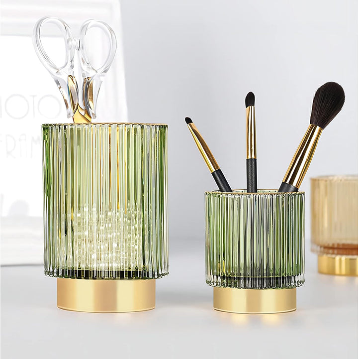 DASITON Make up Pinsel Organizer,Kosmetik Organizer Gold,Pinsel Organizer aus Glas,Pinselhalter Kosm