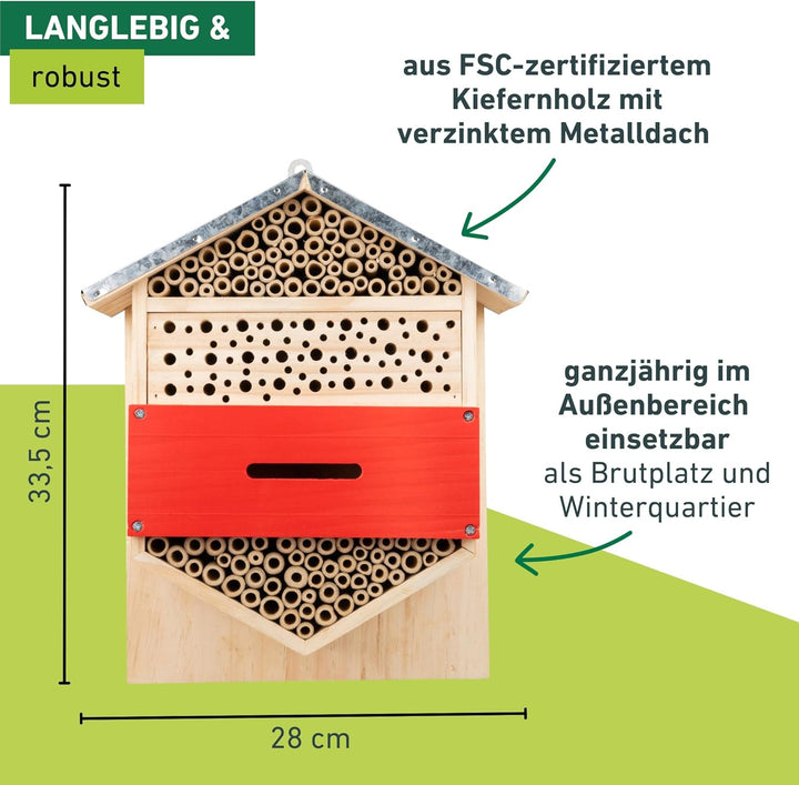 Windhager Insektenhotel Hexagon - Nistkasten, Bienenhotel, Bienenhaus - Insektenhaus aus Holz für Bi