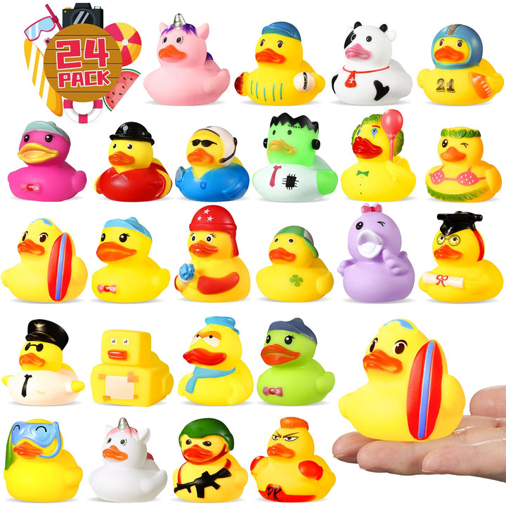 24 Stück Badeente Kinder Gummi Enten Lustige Badeenten Bunt Quietscheente Kleine Badespielzeug für K