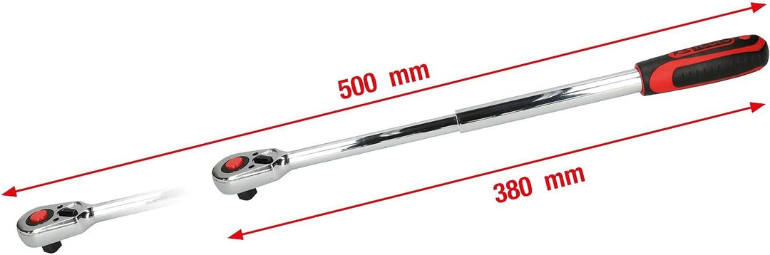KS Tools 918.1270 1/2" CHROMEplus Teleskop-Umschaltknarre, 36 Zahn