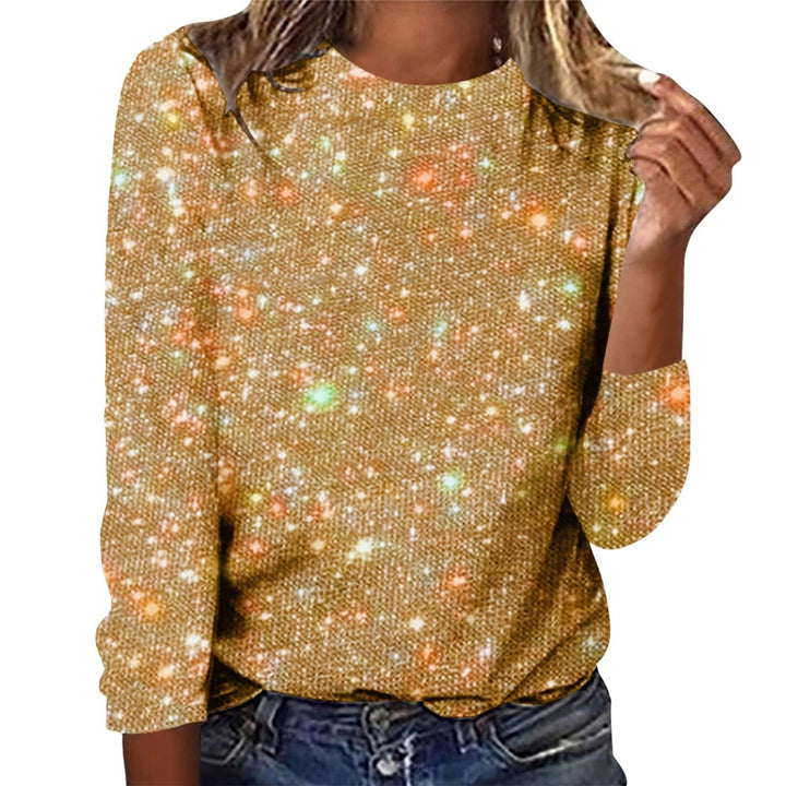 Damen Langarm Glitzer Shirt Sweatshirt-Damen Grosse Grössen Karneval Pailletten Top Frauen Tops Lang