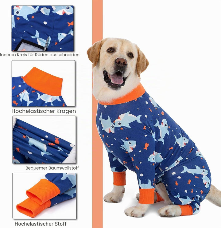 Yeapeeto Einteiler für Hunde, zur Erholung, für grosse und mittelgrosse Hunde, Schlafanzug, Ganzkörp
