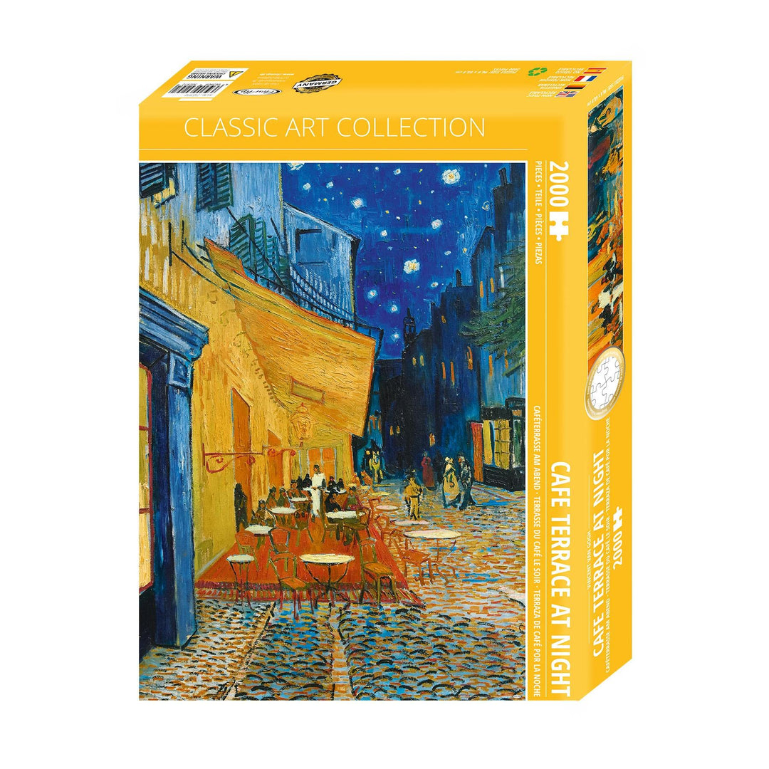 Close Up Premium Puzzle 2000 Teile - Caféterrasse am Abend Puzzle von Van Gogh (68,8 x 96,6 cm)