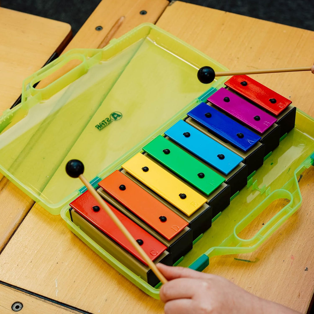 A-Star Buntes Glockenspiel-Set mit 8 Sopran-Regenbogen-Diatonischen Glockenspiel-Xylophonen in grüne